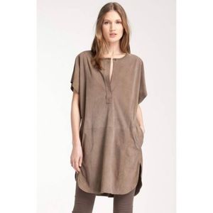 Vince Suede Shift Tunic Dress Taupe Beige Size XS